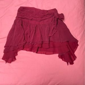 Bebe silk ruffle mini skirt with side tie detail